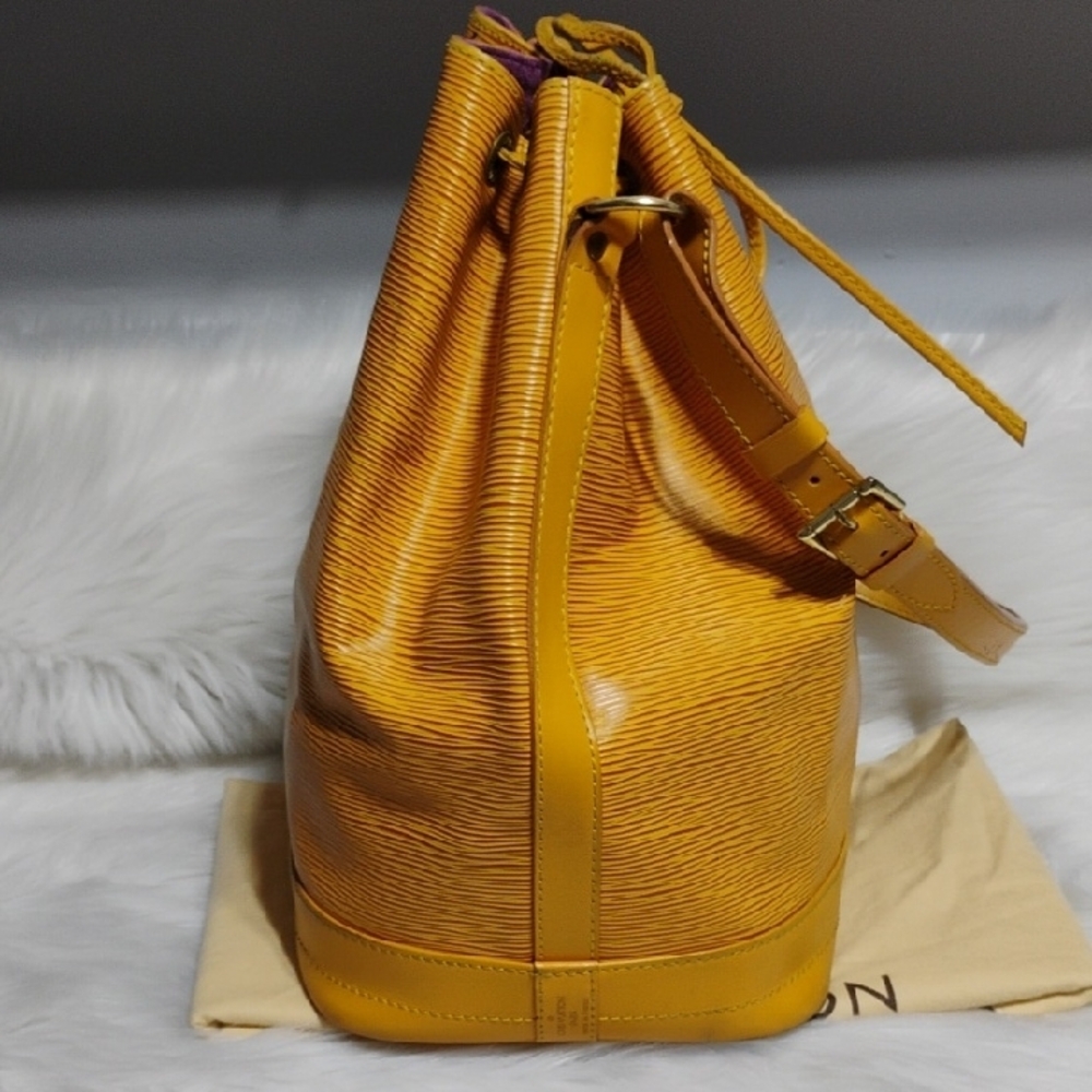 SALE! Auth Louis Vuitton Mustard Yellow Epi Leather Bucket/Shoulder Bag W/DB - Picture 6 of 16